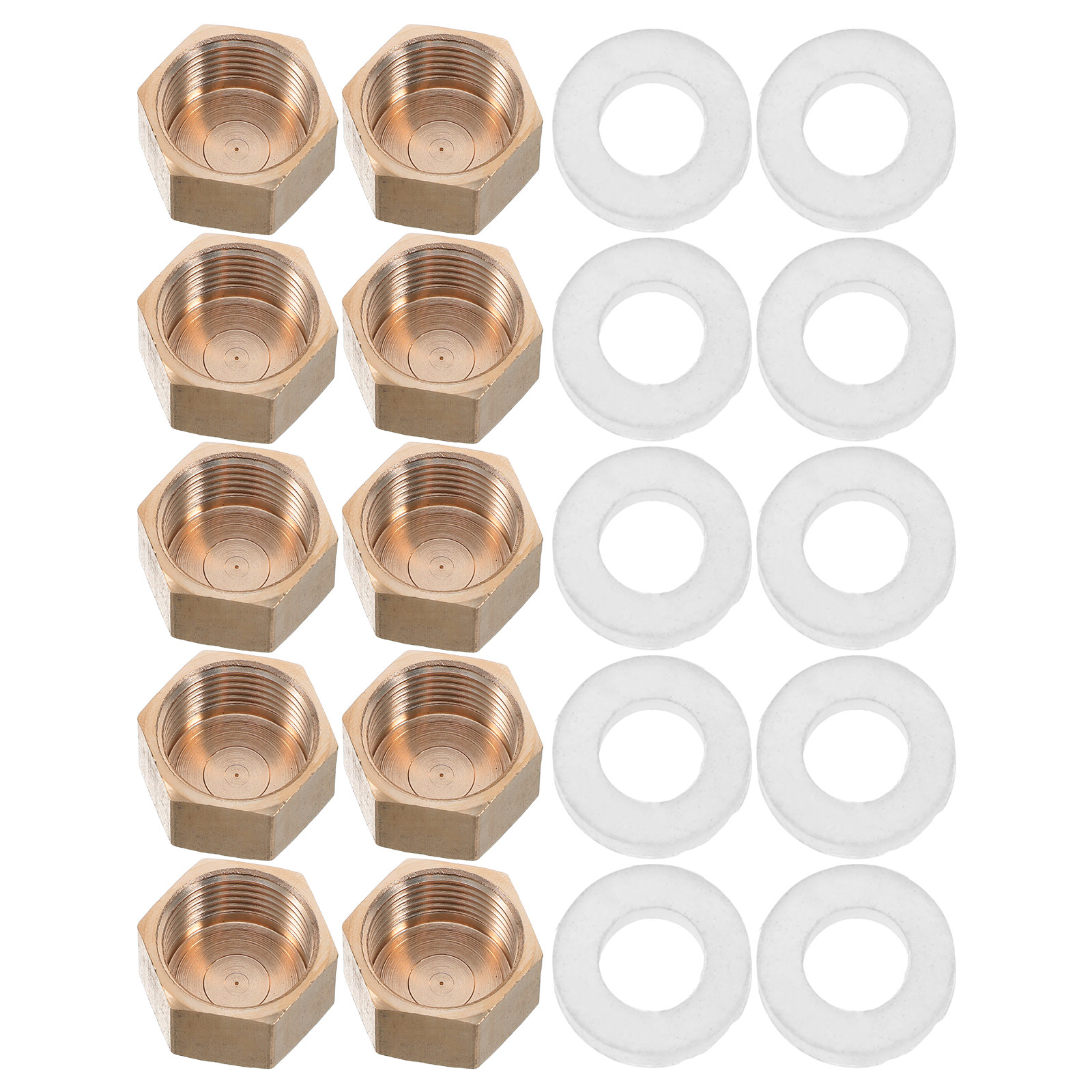 Compression Fitting Brass - 10個入り圧縮パイプキャップ真鍮製ネジ式継手ソケットプラグ銅製エンドキャップ