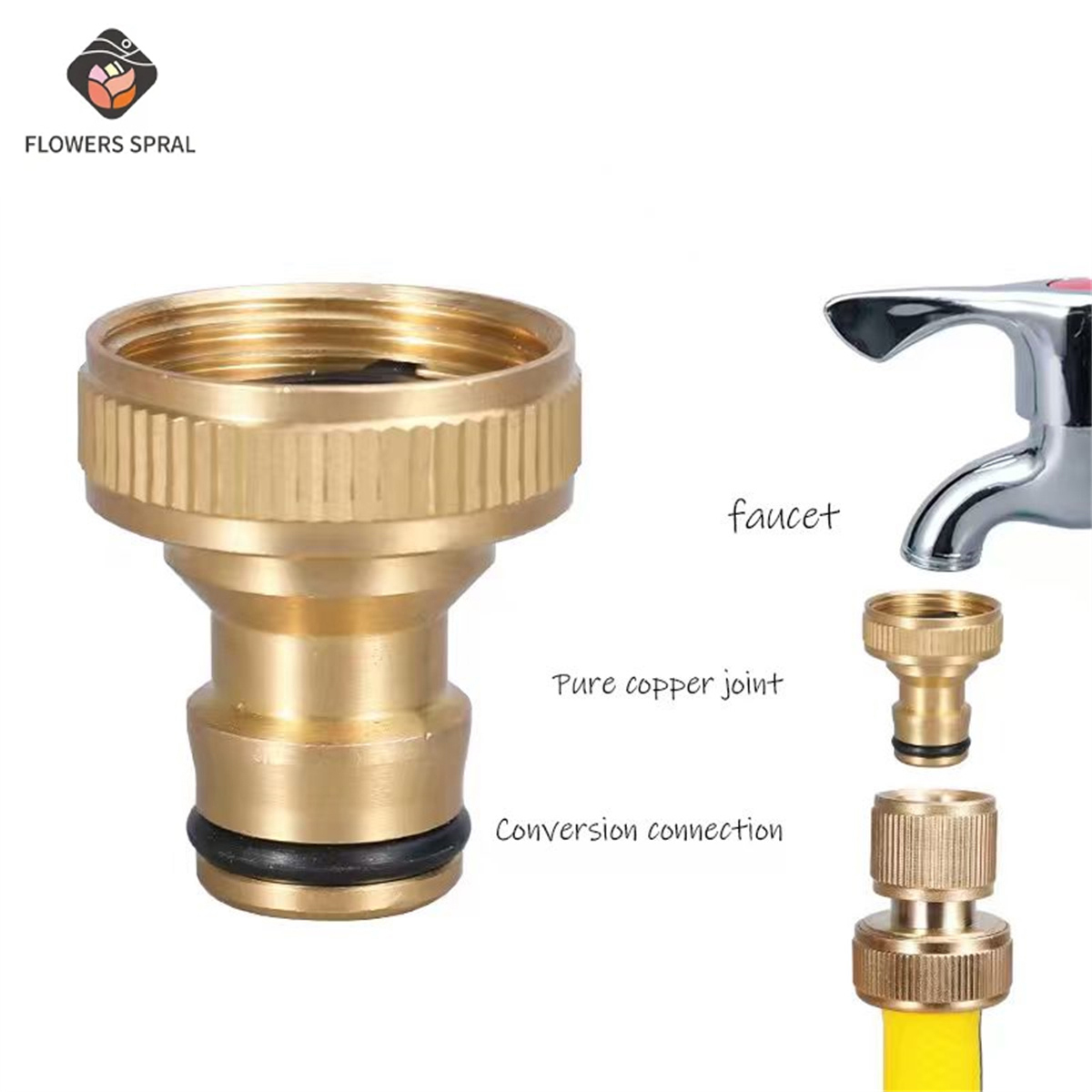 Compression Fitting Brass - 3/4インチネジ式ガーデン水道管継手、散水設備、高圧洗浄機、ホース継手、真鍮製 ﻿
