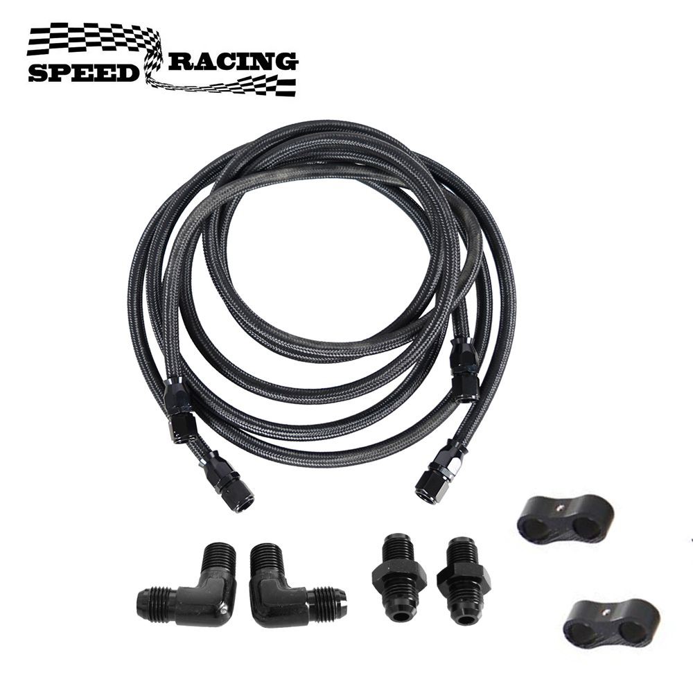 Flexible Hose Braided - 6AN柔軟なptfe伝送クーラーホースラインフィッティングナイロンステンレス鋼編組ライン継手ため4L60/700R4/TH350/TH400
