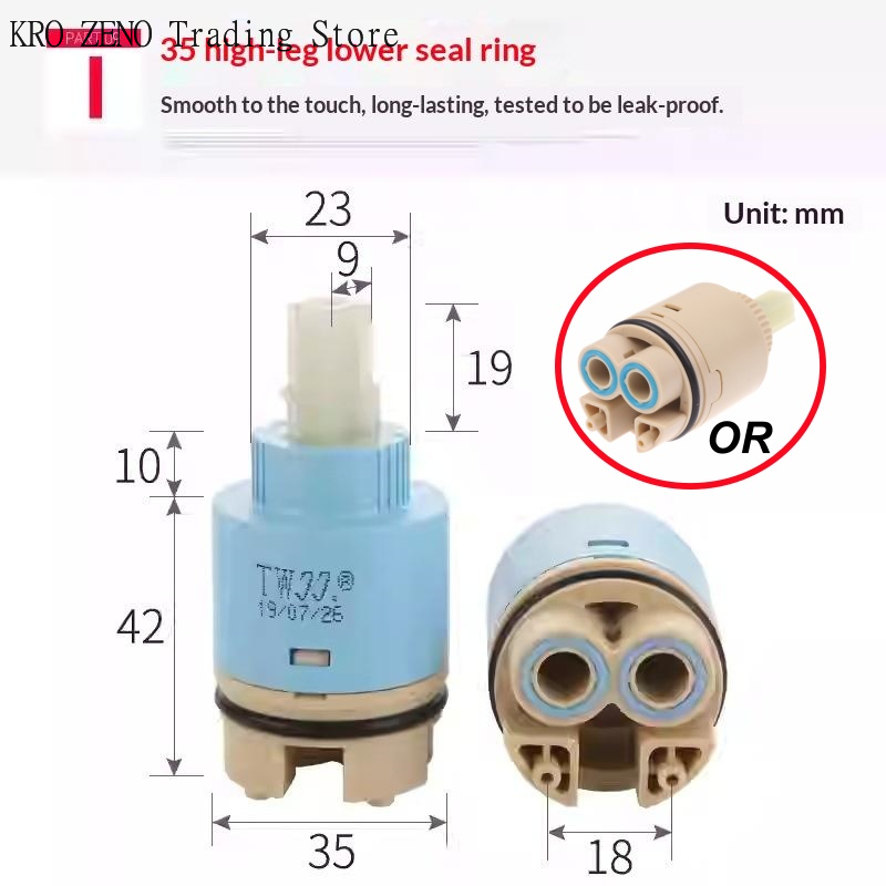 Basin Mixer Cartridge - 1 個プラスチックセラミックカートリッジセラミックディスクカートリッジミキサー蛇口サーモスタットカートリッジ蛇口ディスクバルブミキサー用 35/40 ミリメートル