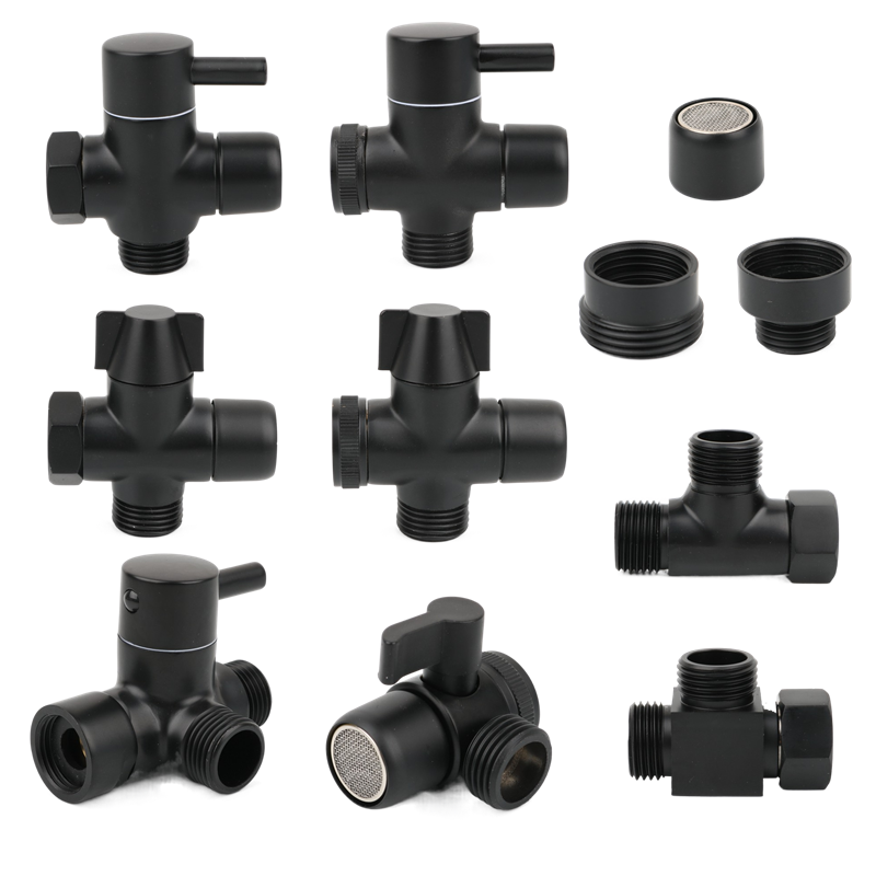 Shower Valve Cartridge - 黒真鍮シャワーアームアダプター G1/2 ''G3/4 シャワーダイバーターバルブハンドヘルドシャワーヘッド浴室キッチンアクセサリー
