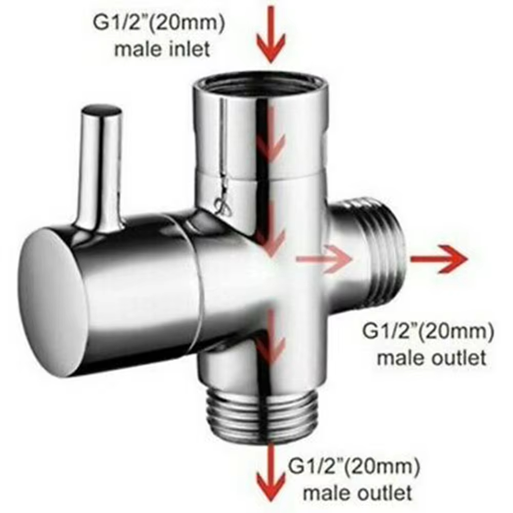 Shower Valve Cartridge - G1/2in 3 ウェイダイバーターバルブ T アダプターコンバータシャワー用真鍮水栓コネクタ浴室の蛇口水分離器