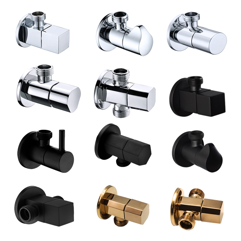 Toilet Fill Valve - 真鍮製アングルバルブ クロームブラック ローズゴールド インレットバルブ 浴室用 シングル＆ダブルアウトレットバルブ