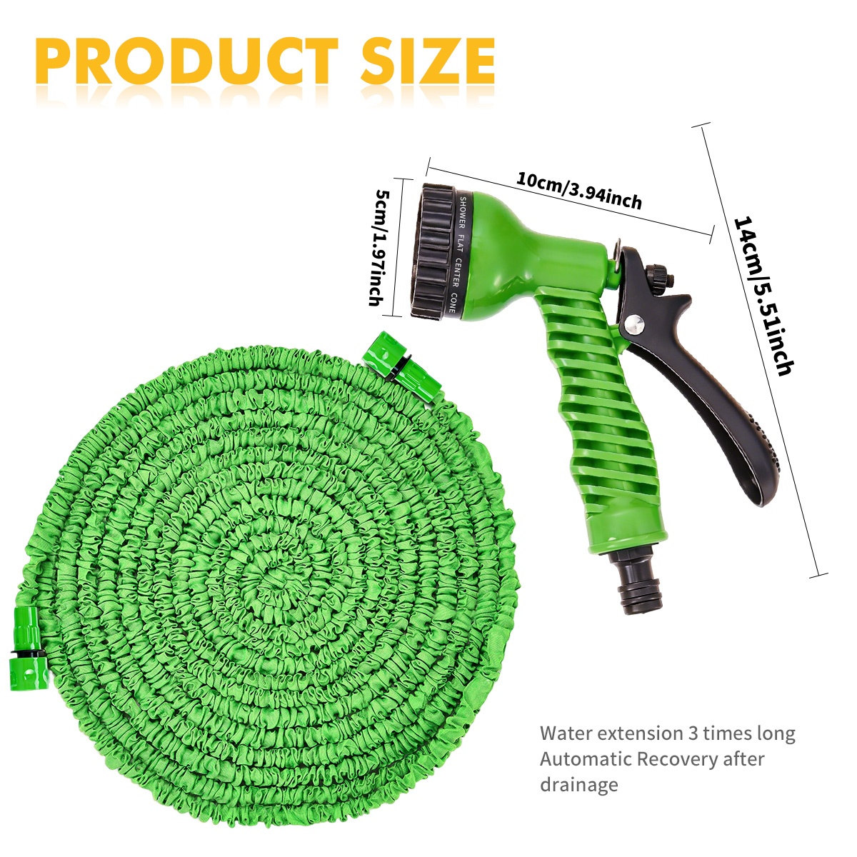 グリーンの伸縮式ガーデンホース 15.2–61m、7パターン - Flexible Hose Braided のレビューと価格