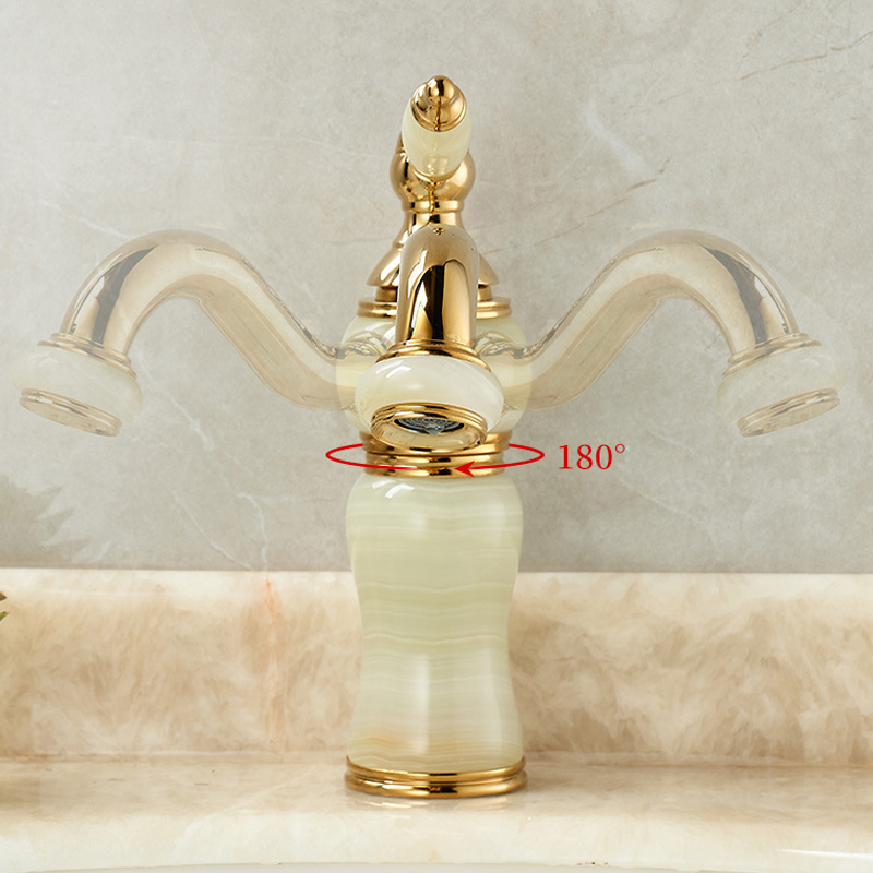 高級真鍮と翡翠の浴室用蛇口 - ゴールドの洗面台用ミキサータ - Basin Mixer Cartridge のレビューと価格