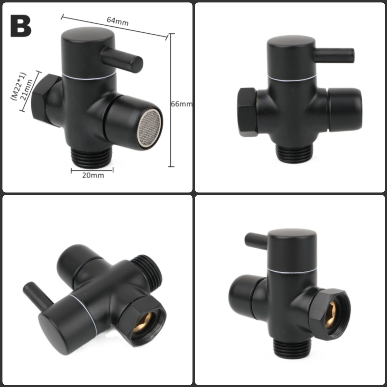 黒真鍮シャワーアームアダプター G1/2 ''G3/4 シャ - Shower Valve Cartridge のレビューと価格